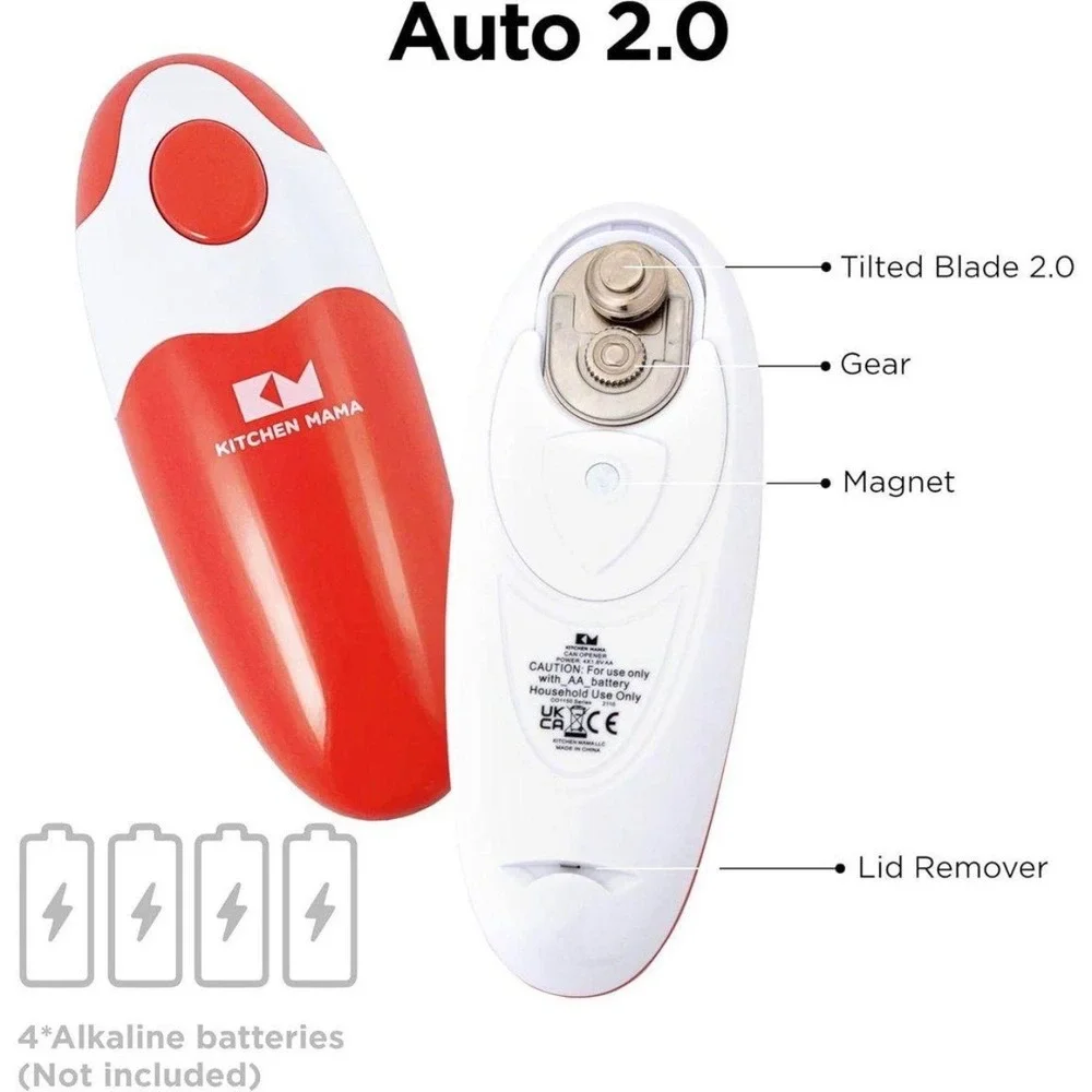 Kitchen Mama Electric Can Opener OS One-Touch Hands-Free Plastic Red Solid